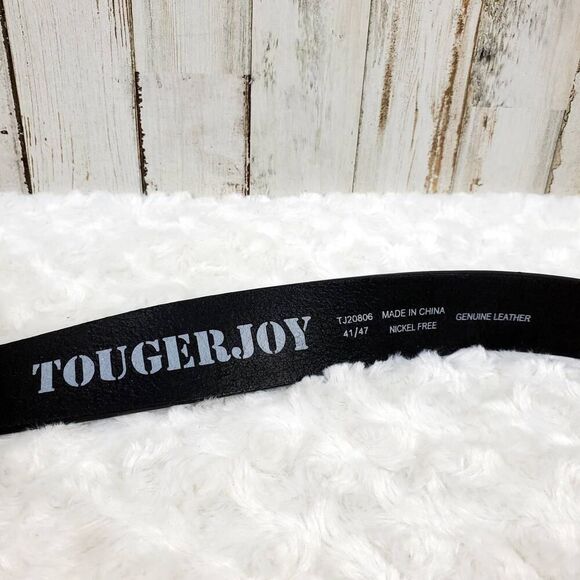 TOUGERJOY Leather Embroidered Belt Black Size 41 - Picture 3 of 9